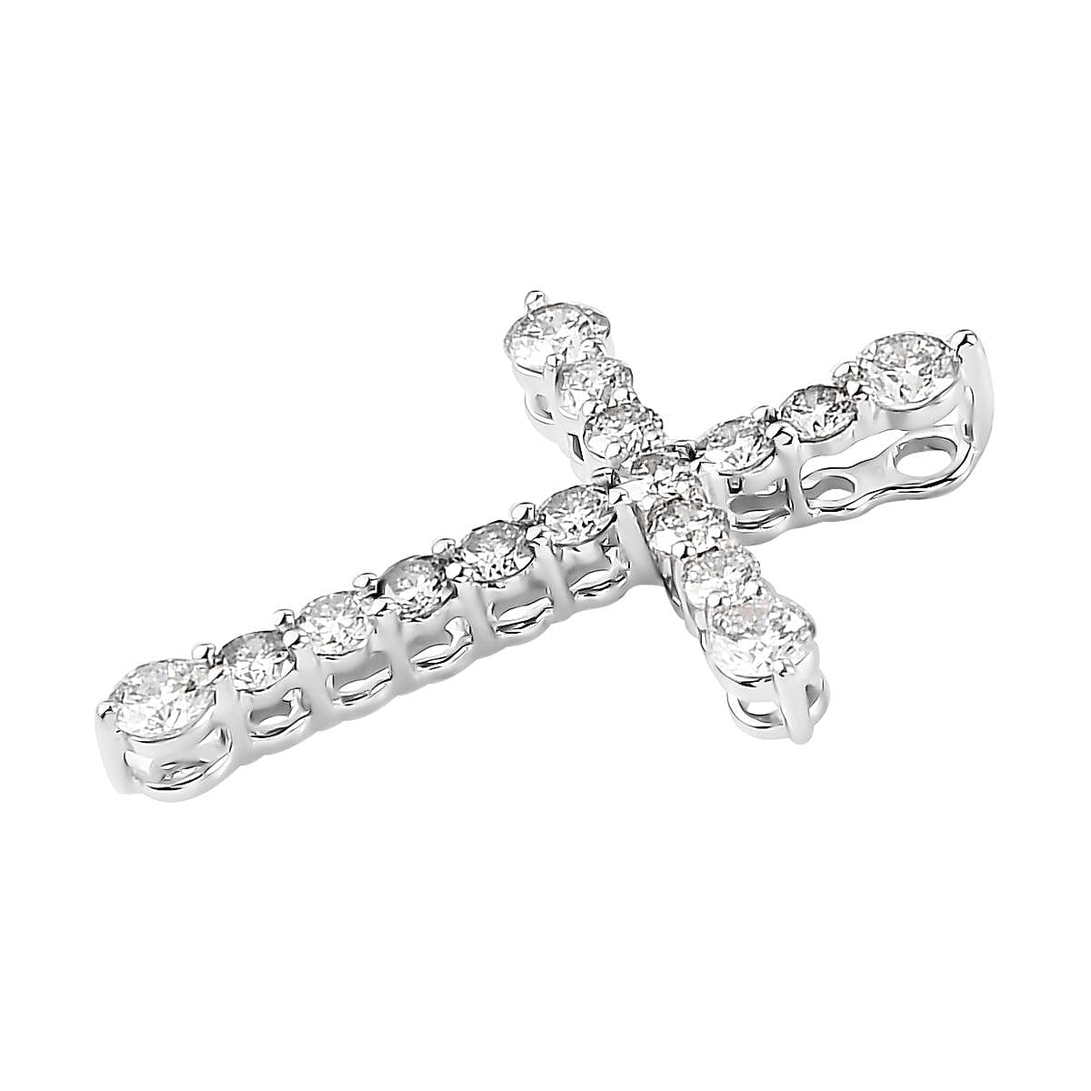 10K White Gold G-H SI Luxuriant Lab Grown Diamond Cross Pendant 1.00 ctw