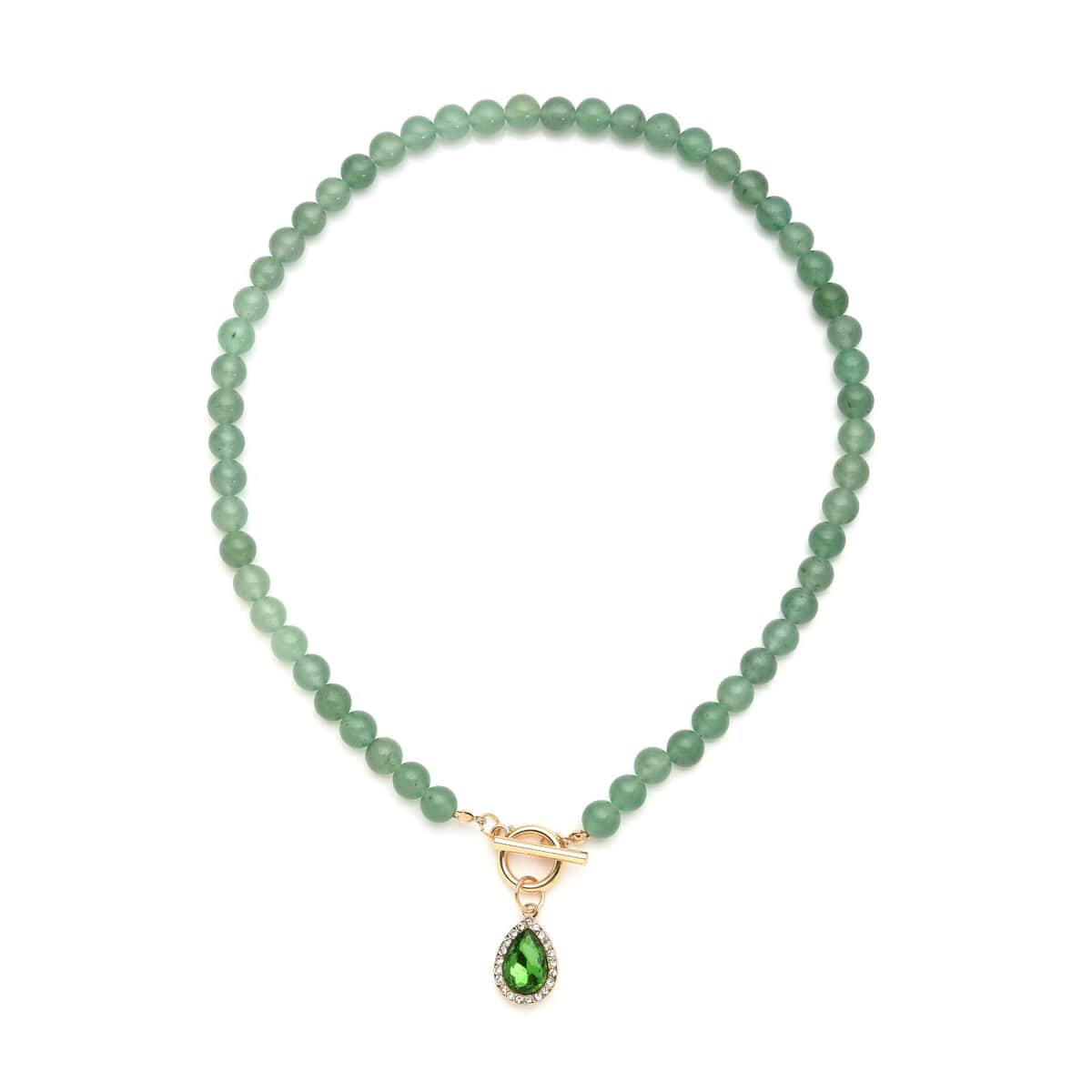 Green Color Glass, Austrian Crystal, Green Aventurine Beaded Necklace (20 Inches) in Goldtone 260.00 ctw image number 0
