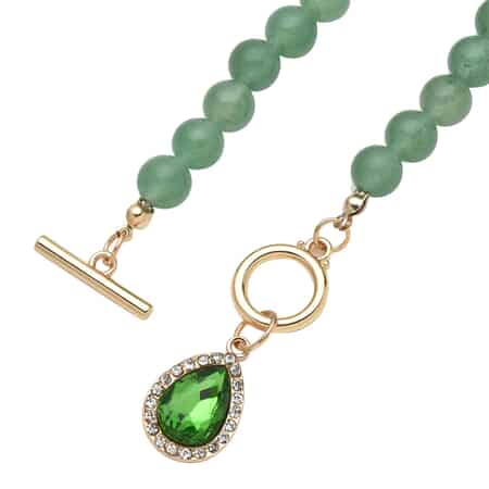Green Color Glass, Austrian Crystal, Green Aventurine Beaded Necklace (20 Inches) in Goldtone 260.00 ctw image number 3