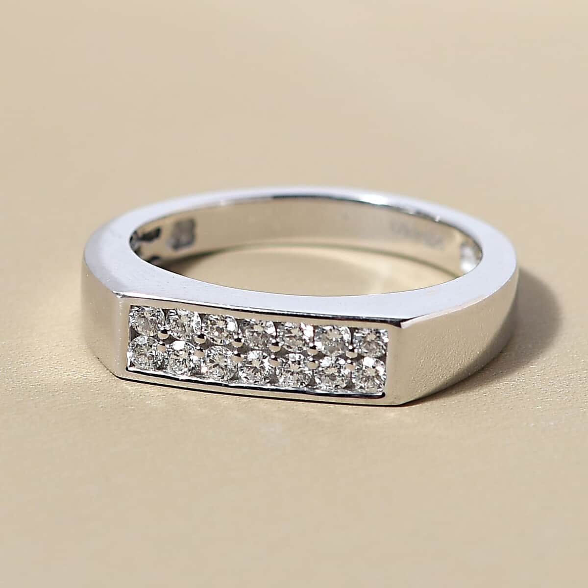Lab Grown Diamond (G-H, SI) Ring in Platinum Over Sterling Silver (Size 10.0) 0.50 ctw image number 1