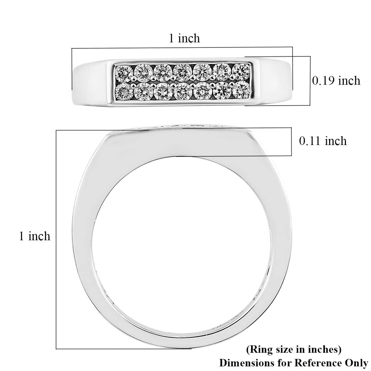 Lab Grown Diamond (G-H, SI) Ring in Platinum Over Sterling Silver (Size 10.0) 0.50 ctw image number 5