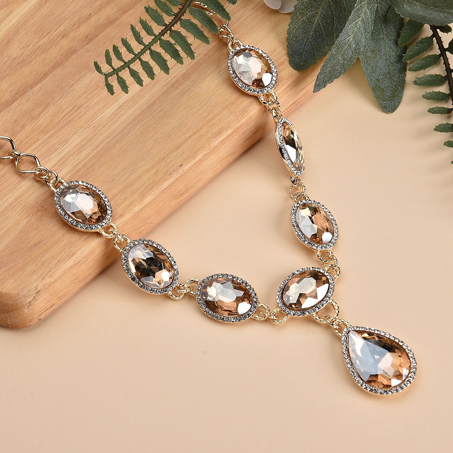 Simulated Champagne Quartz in Goldtone - Product card gallery slide 2 (9431393534207)