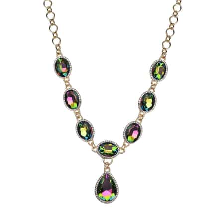 Simulated Mystic Color Quartz and Austrian Crystal Necklace 20-22Inches in Goldtone image number 0