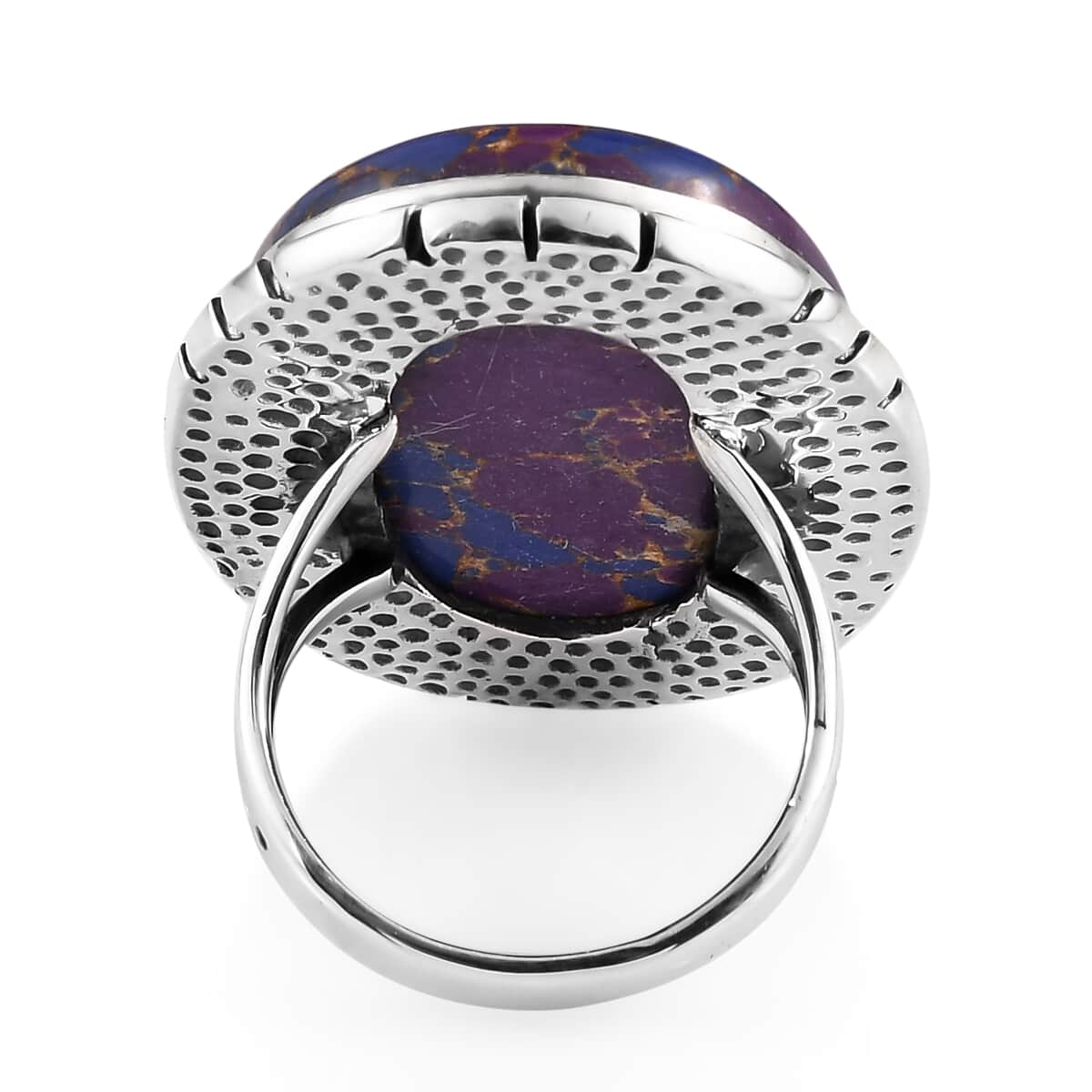 Mojave Purple Turquoise Solitaire Ring in Sterling Silver (Size 10.0) 7.40 Grams 29.85 ctw image number 4