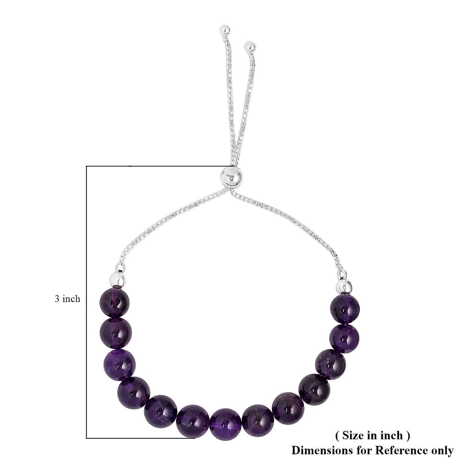 Amethyst Beaded Bolo Bracelet in Sterling Silver 47.50 ctw