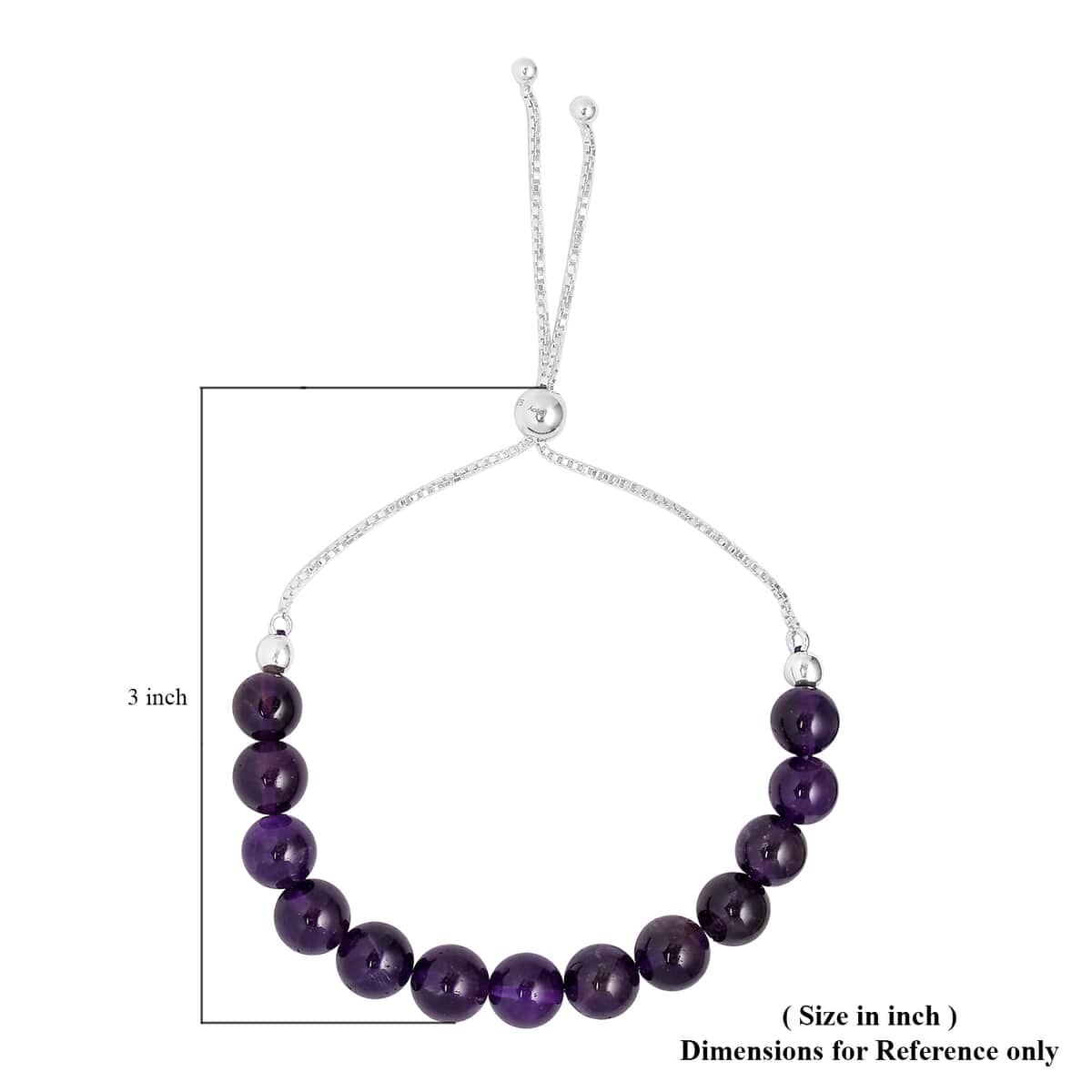 Shop LC Birthday Deal Amethyst 5-6mm Beaded Bolo Bracelet in Sterling Silver 47.50 ctw image number 4