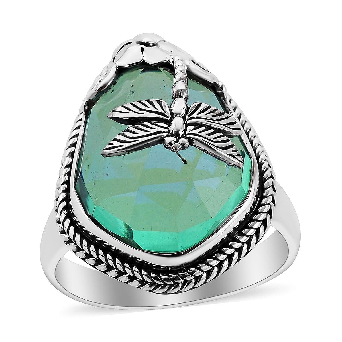 BALI LEGACY Peacock Triplet Quartz Dragonfly Ring in Sterling Silver 18.10 ctw image number 0