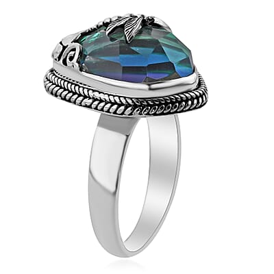 Bali Legacy Peacock Quartz (Triplet) Dragonfly Ring in Sterling Silver (Size 10.0) 18.10 ctw