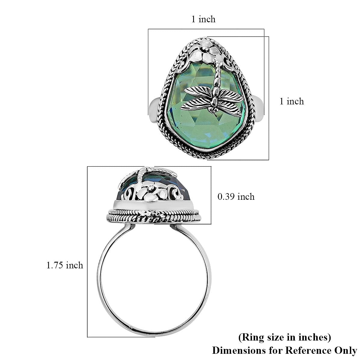 BALI LEGACY Peacock Triplet Quartz Dragonfly Ring in Sterling Silver 18.10 ctw image number 5