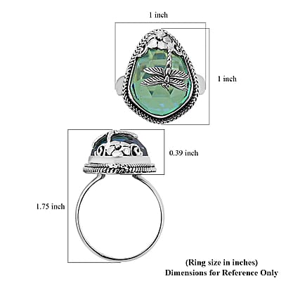 Bali Legacy Peacock Quartz (Triplet) Dragonfly Ring in Sterling Silver (Size 10.0) 18.10 ctw