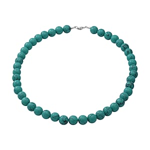 Constituted Green Howlite Beaded Necklace 18 Inches in Sterling Silver 250.00 ctw