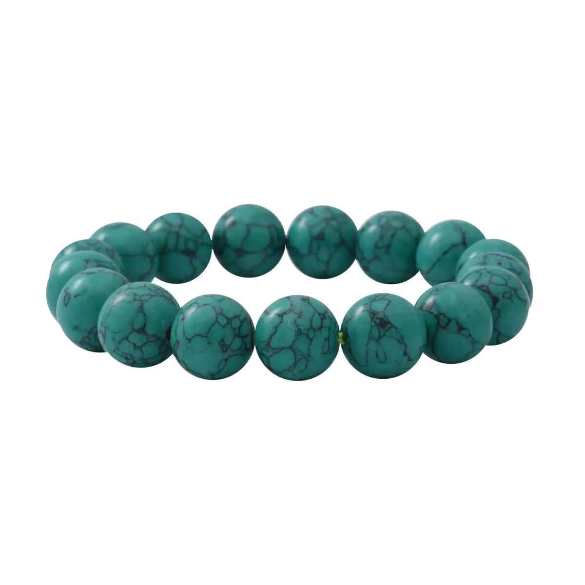 Constituted Green Howlite Beaded Stretch Bracelet 150.00 ctw, Adjustable Beads Bracelet, Beads Jewelry, Stretchable Bracelet image number 0