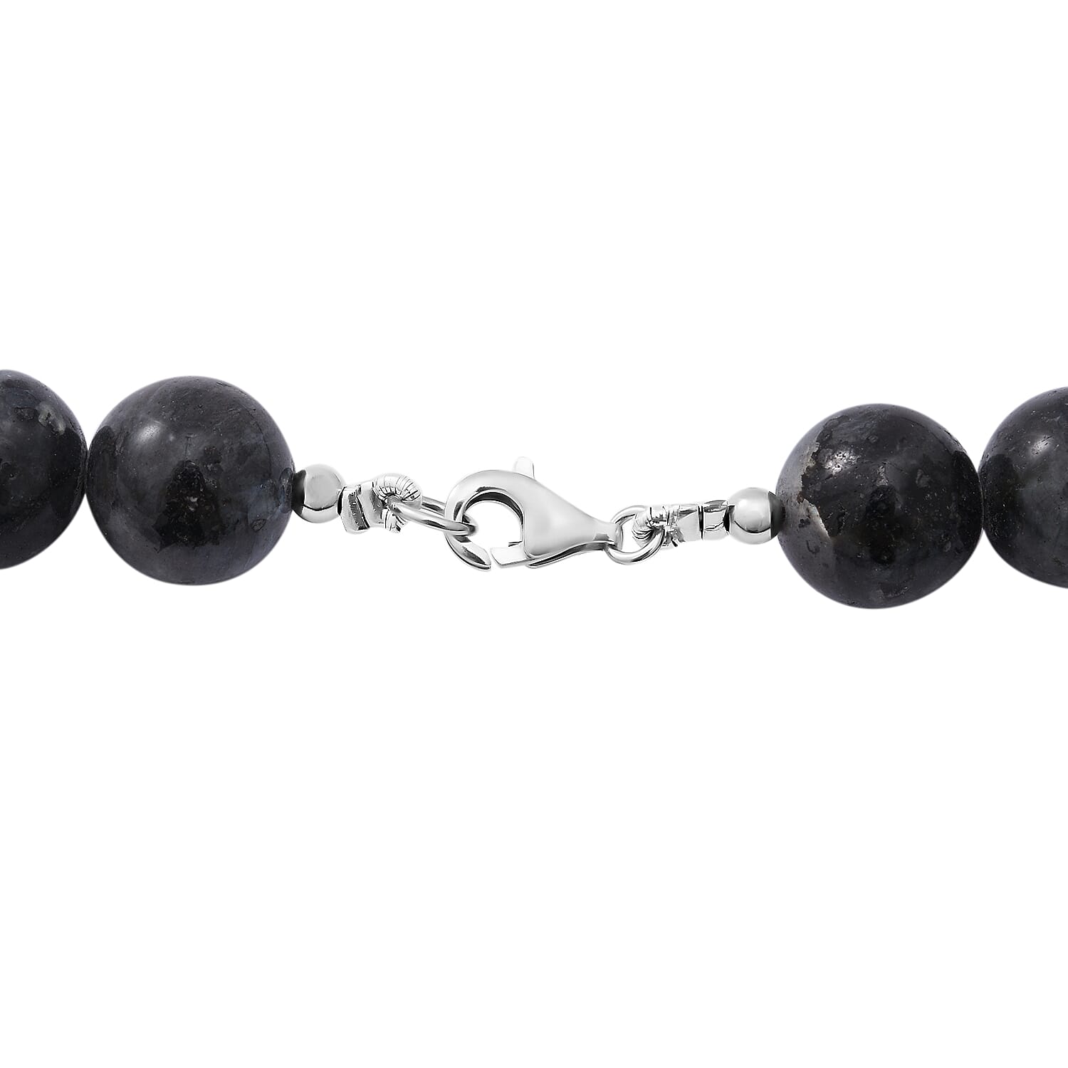 Black Moonstone (D) Beaded Necklace 18 Inches in Sterling Silver 250.00 ctw