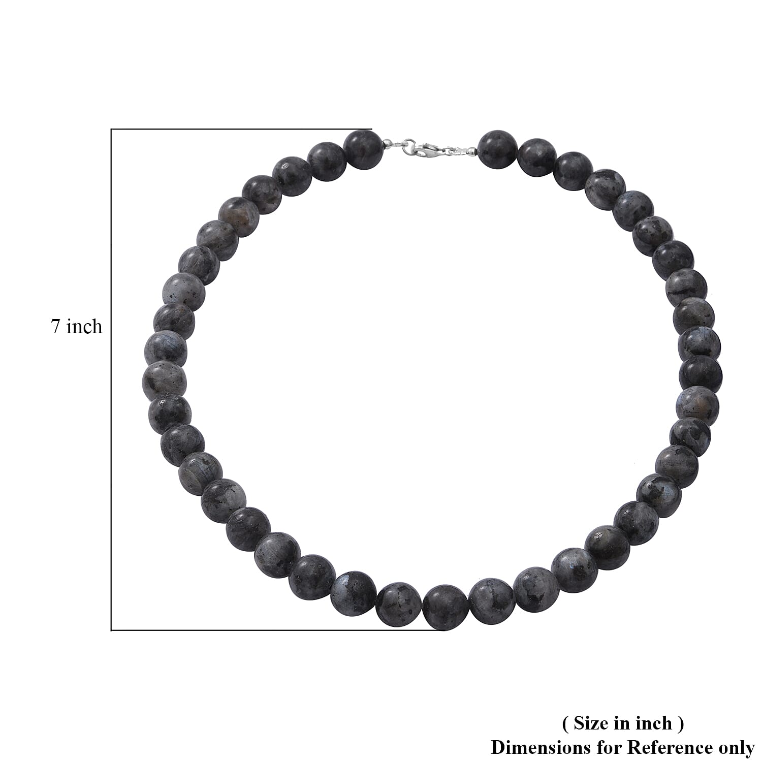 Black Moonstone (D) Beaded Necklace 18 Inches in Sterling Silver 250.00 ctw