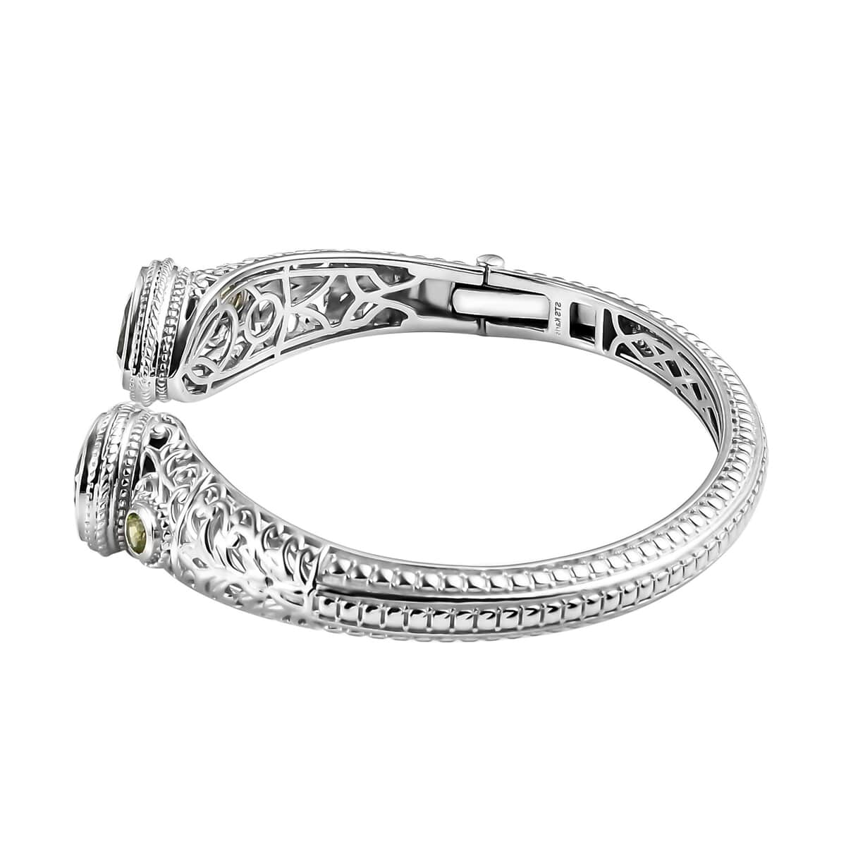 KARIS Montezuma Prasiolite and Peridot Eternal Love Snake Floral Cuff Bracelet in Platinum Bond (7.25 In) 10.10 ctw image number 3