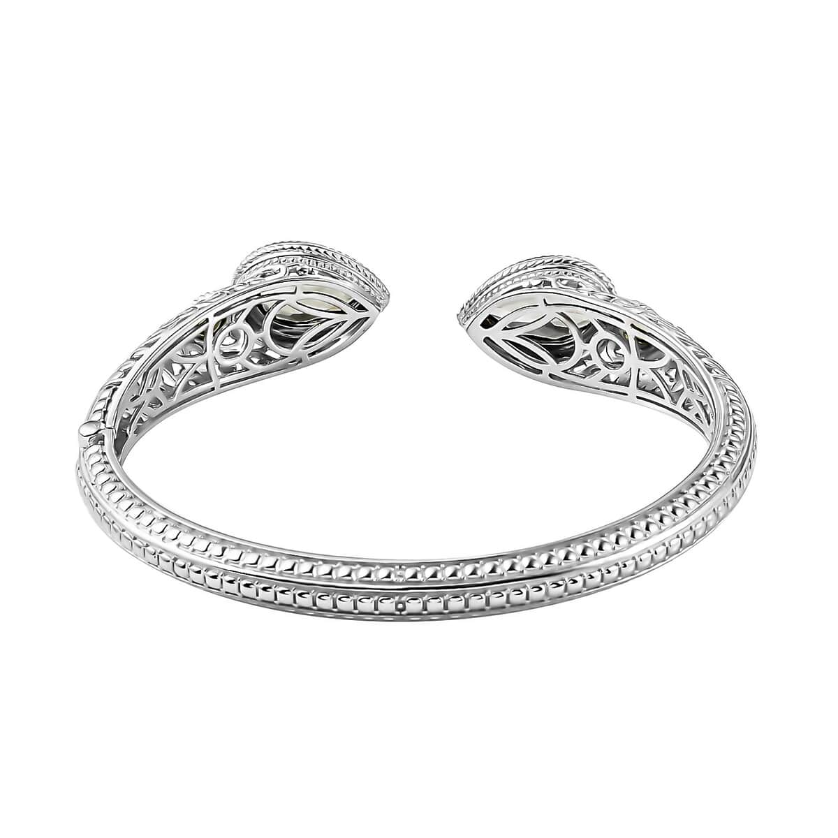 KARIS Montezuma Prasiolite and Peridot Eternal Love Snake Floral Cuff Bracelet in Platinum Bond (7.25 In) 10.10 ctw image number 4