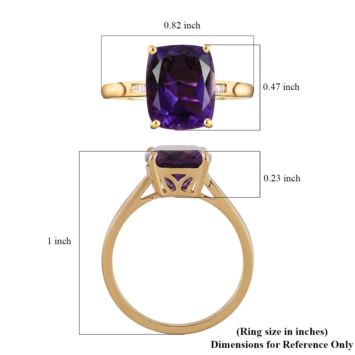 Luxoro 10K Yellow Gold AAA Mashamba Amethyst and G-H I3 Diamond Ring (Size 10.0) 3.90 ctw image number 5