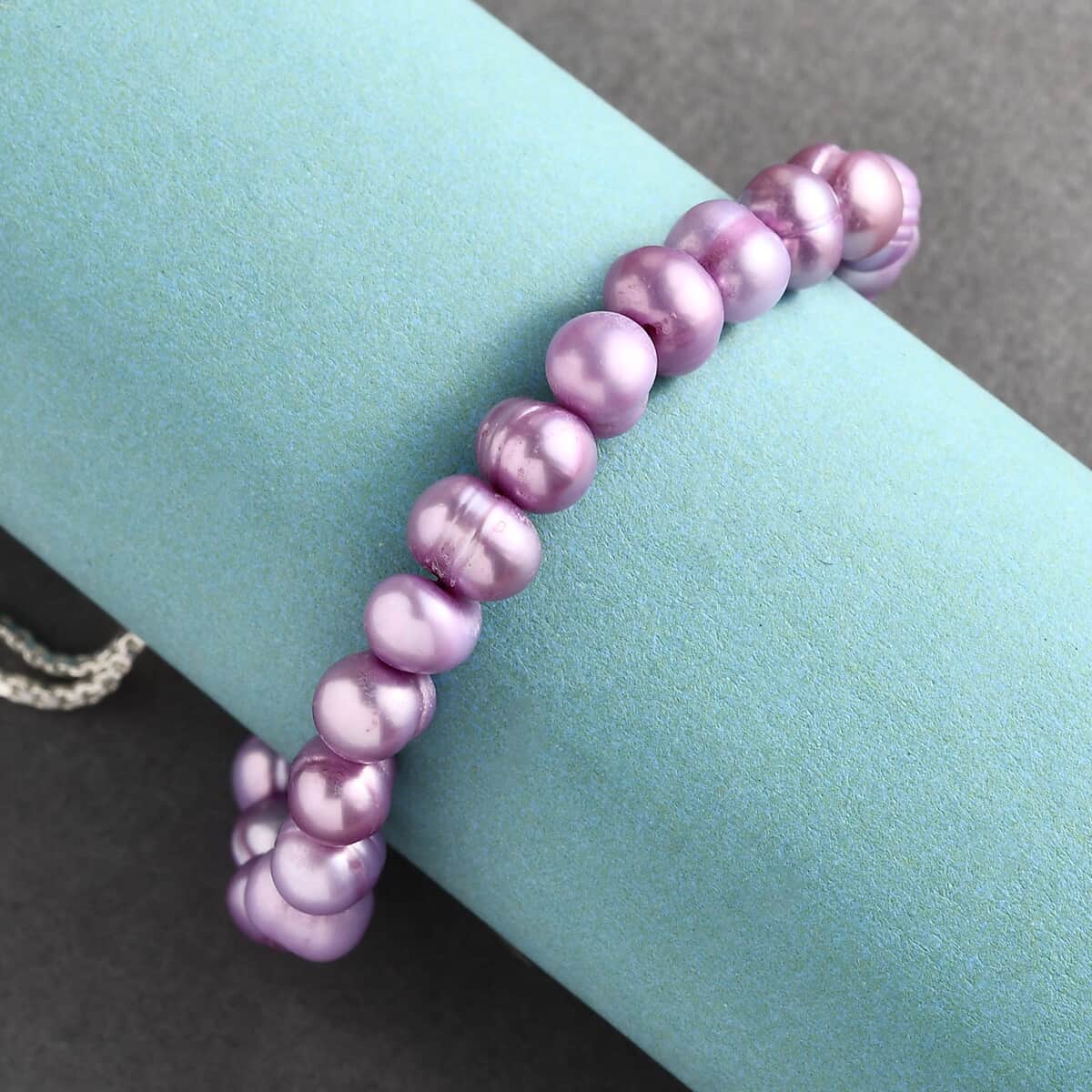 Purple Freshwater Pearl Bolo Bracelet in Sterling Silver 24.00 ctw image number 1