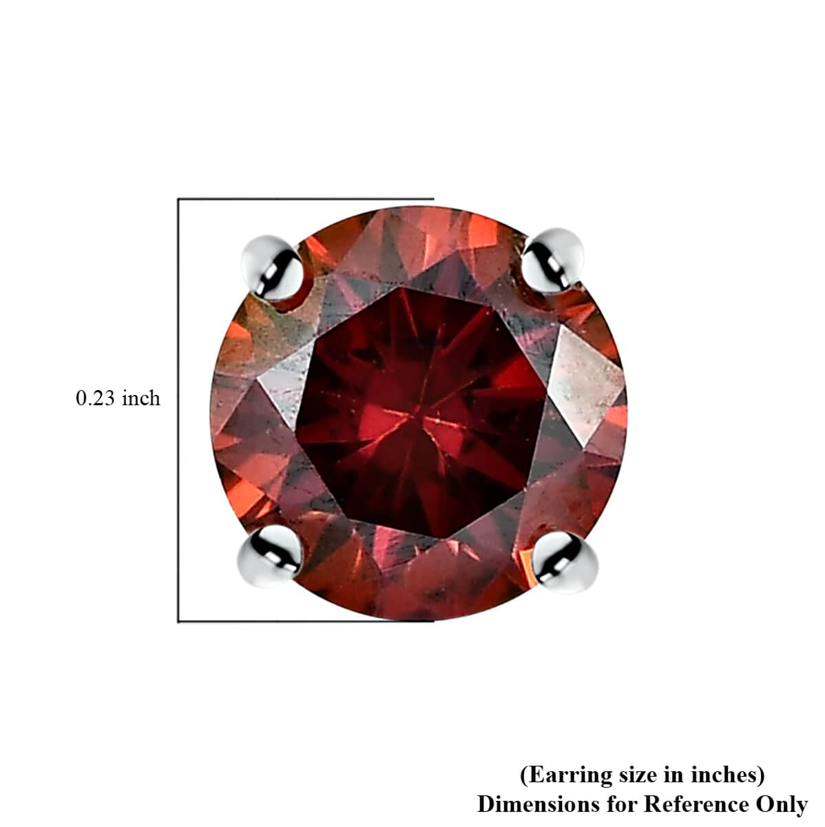 Red Moissanite Solitaire Stud Earrings in Platinum Over Sterling Silver 1.50 ctw image number 4