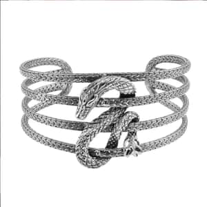 Mother’s Day Gift Bali Legacy Sterling Silver Dragon Cuff Bracelet (7.25 In) 58 Grams
