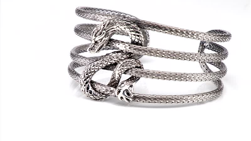 Bali Legacy Sterling Silver Dragon Cuff Bracelet (7.25 In) 58 Grams