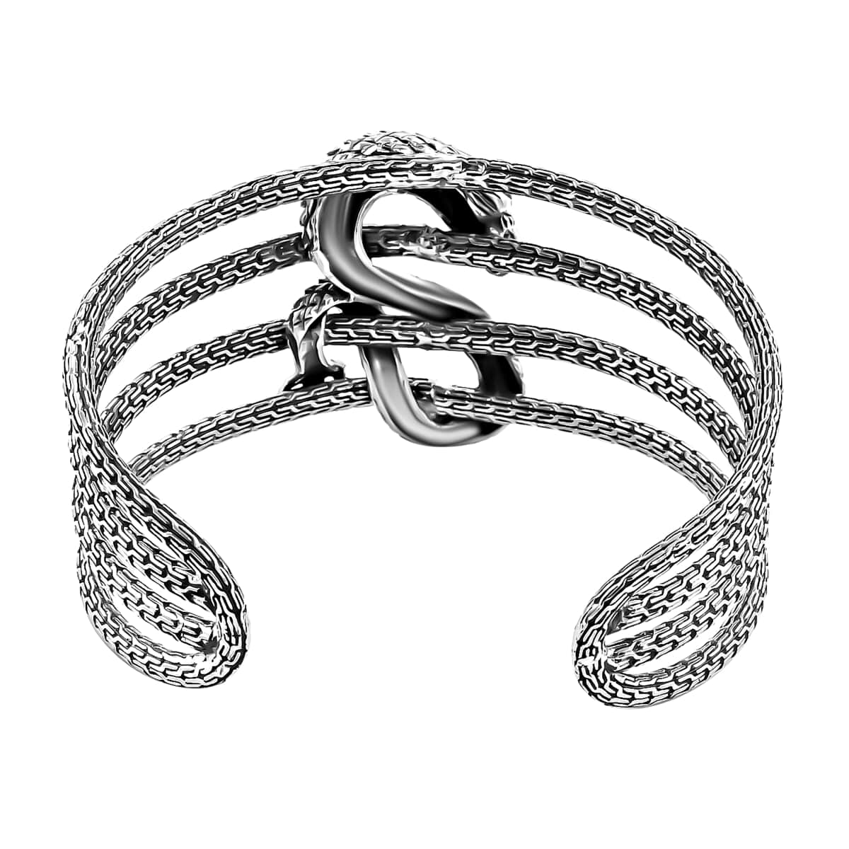 Bali Sterling Silver Dragon Clasp Snake Chain Bracelet