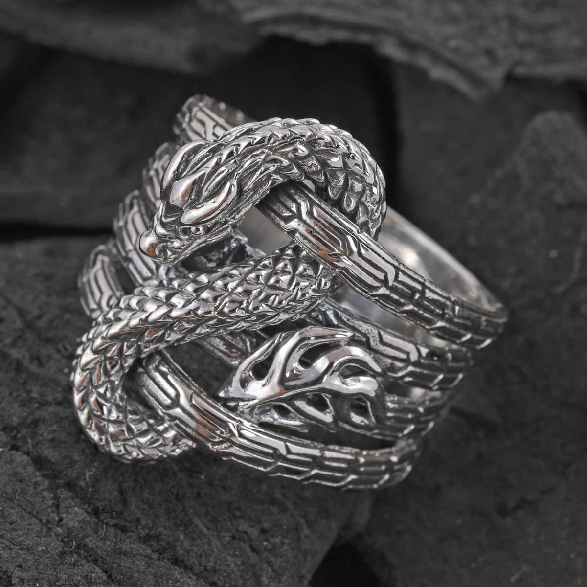 Bali Legacy Sterling Silver Dragon Ring, Silver Ring, Creature Ring, Silver Jewelry, Gifts For Her, Birthday Gifts 8.45 Grams (Size 5) image number 1