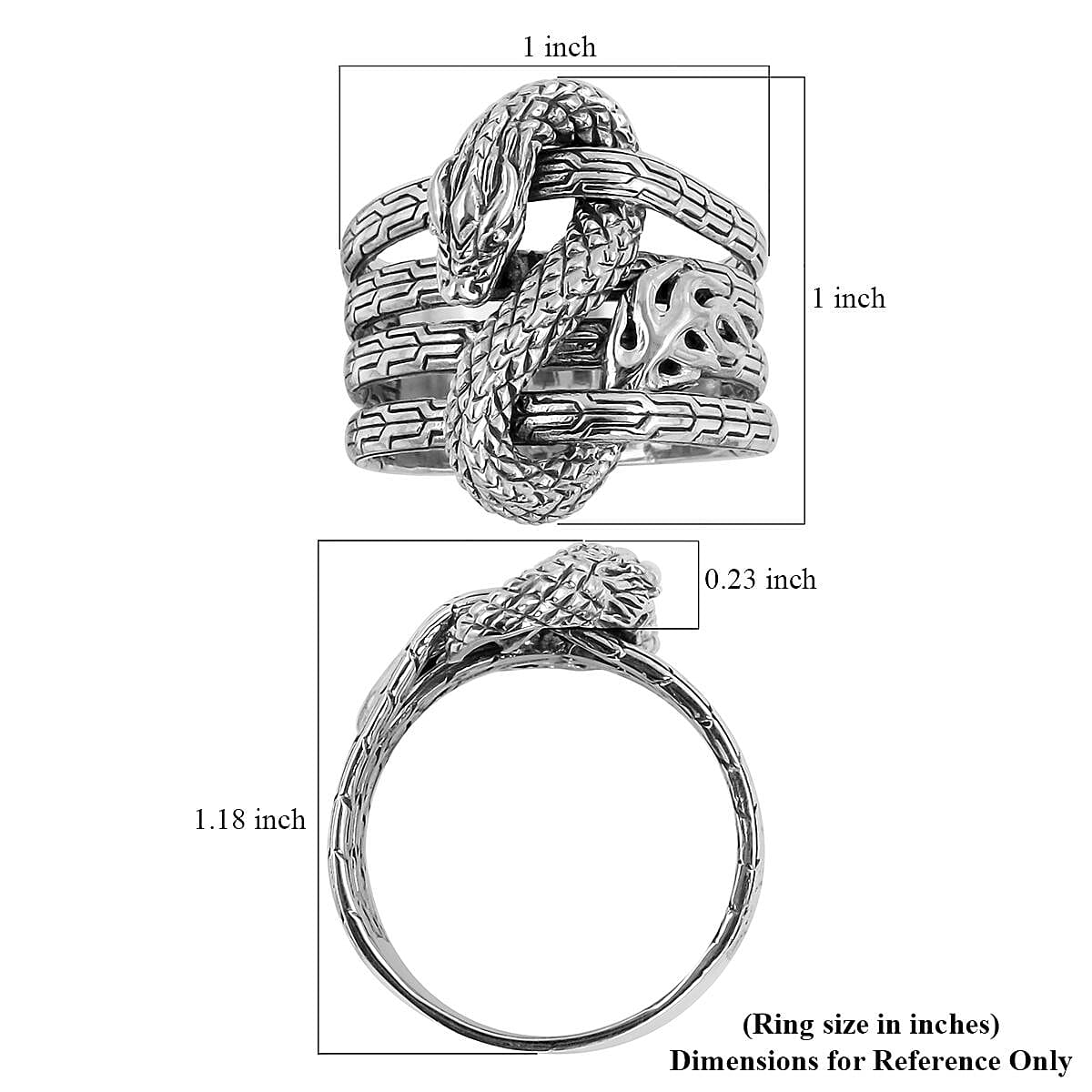 Bali Legacy Sterling Silver Dragon Ring, Silver Ring, Creature Ring, Silver Jewelry, Gifts For Her, Birthday Gifts 8.45 Grams (Size 7) image number 5