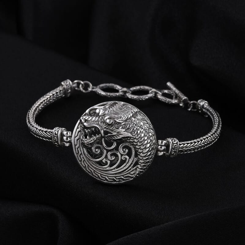 Bali Legacy Sterling Silver Dragon Bracelet (6.50-8.0In) 22.50 Grams