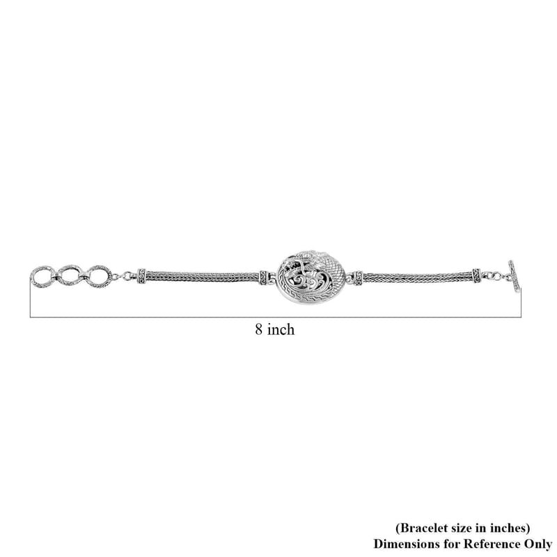 Bali Legacy Sterling Silver Dragon Bracelet (6.50-8.0In) 22.50 Grams