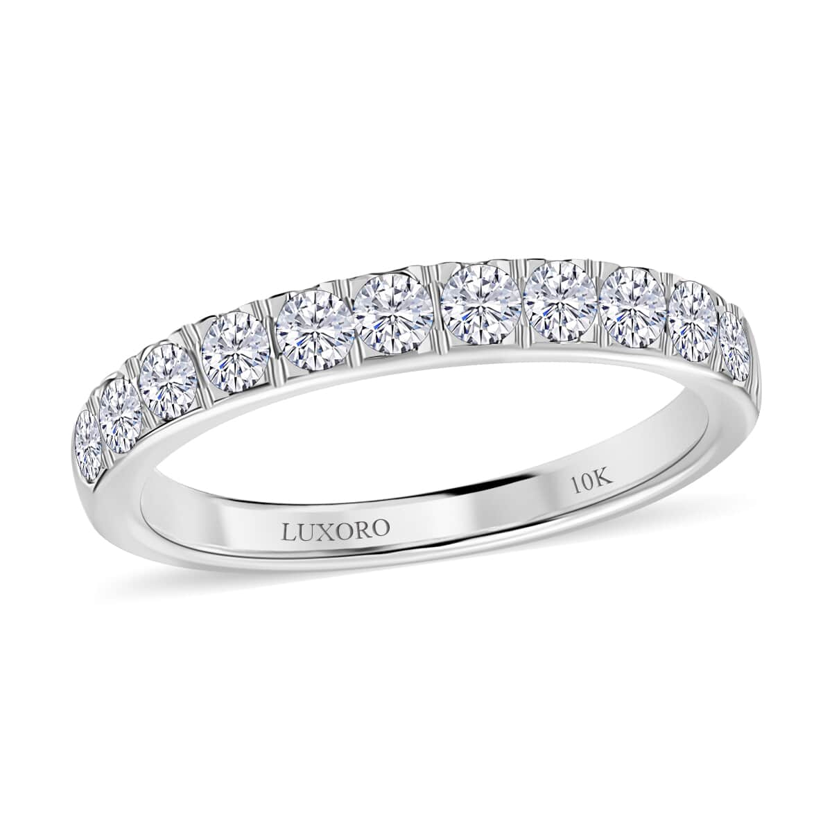 LUXORO 10K White Gold G-H SI Luxuriant Lab Grown Diamond Half Eternity Band Ring (Size 8.0) 2.20 Grams 0.50 ctw image number 0
