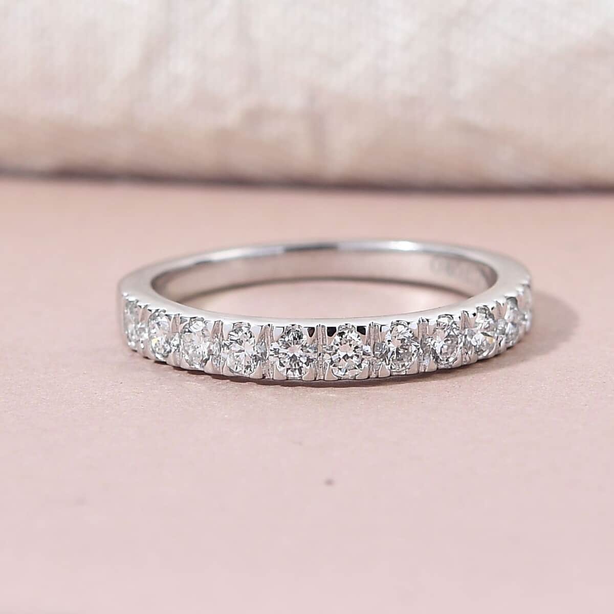 10K White Gold Luxuriant Lab Grown Diamond G-H SI Half Eternity Band Ring (Size 7.0) 0.50 ctw image number 1