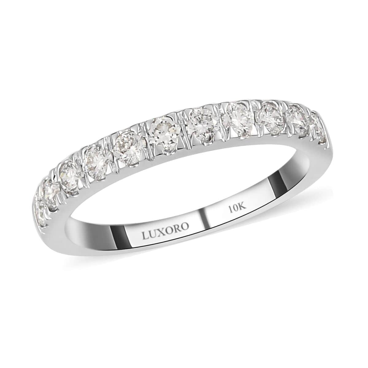 Luxoro 10K White Gold G-H SI Luxuriant Lab Grown Diamond Half Eternity Band Ring (Size 8.0) 0.50 ctw image number 0