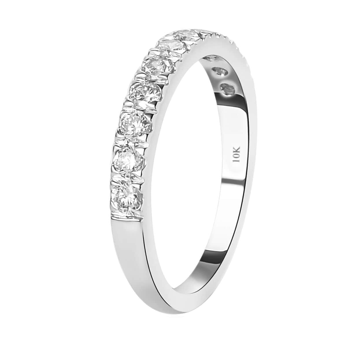 Luxoro 10K White Gold G-H SI Luxuriant Lab Grown Diamond Half Eternity Band Ring (Size 8.0) 0.50 ctw image number 3