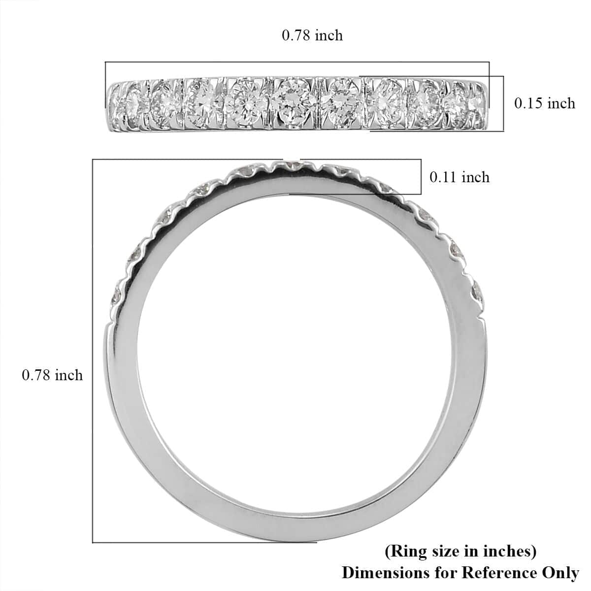 Luxoro 10K White Gold G-H SI Luxuriant Lab Grown Diamond Half Eternity Band Ring (Size 8.0) 0.50 ctw image number 5