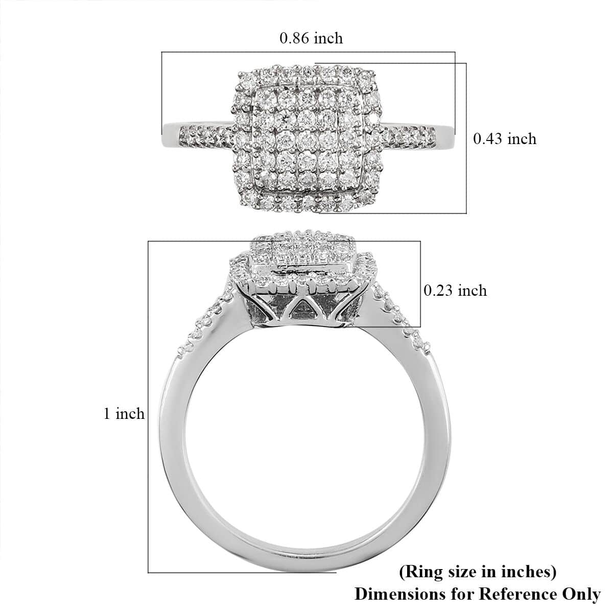 Luxuriant Lab Grown Diamond G-H SI Cocktail Ring in Platinum Over Sterling Silver (Size 10.0) 0.50 ctw image number 5