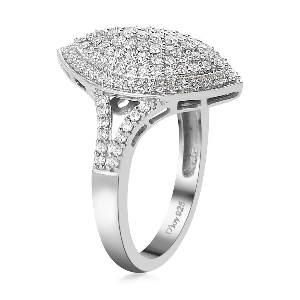 Luxuriant Lab Grown Diamond G-H SI Elongated Ring in Platinum Over Sterling Silver (Size 10.0) 0.75 ctw image number 3