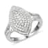 Luxuriant Lab Grown Diamond G-H SI Elongated Ring in Platinum Over Sterling Silver (Size 7.0) 0.75 ctw image number 0