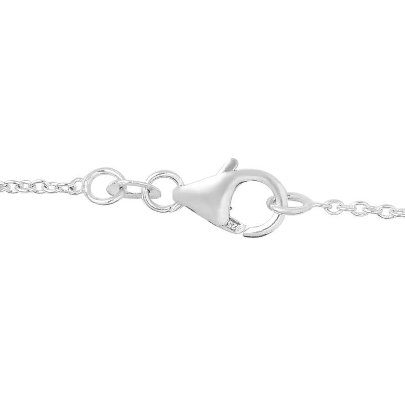 Pink Freshwater Pearl Station Necklace 18 Inches in Sterling Silver 41.60 ctw