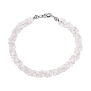 Rainbow Moonstone 40.00 ctw Twisted Beaded Bracelet in Sterling Silver (7.25 In)