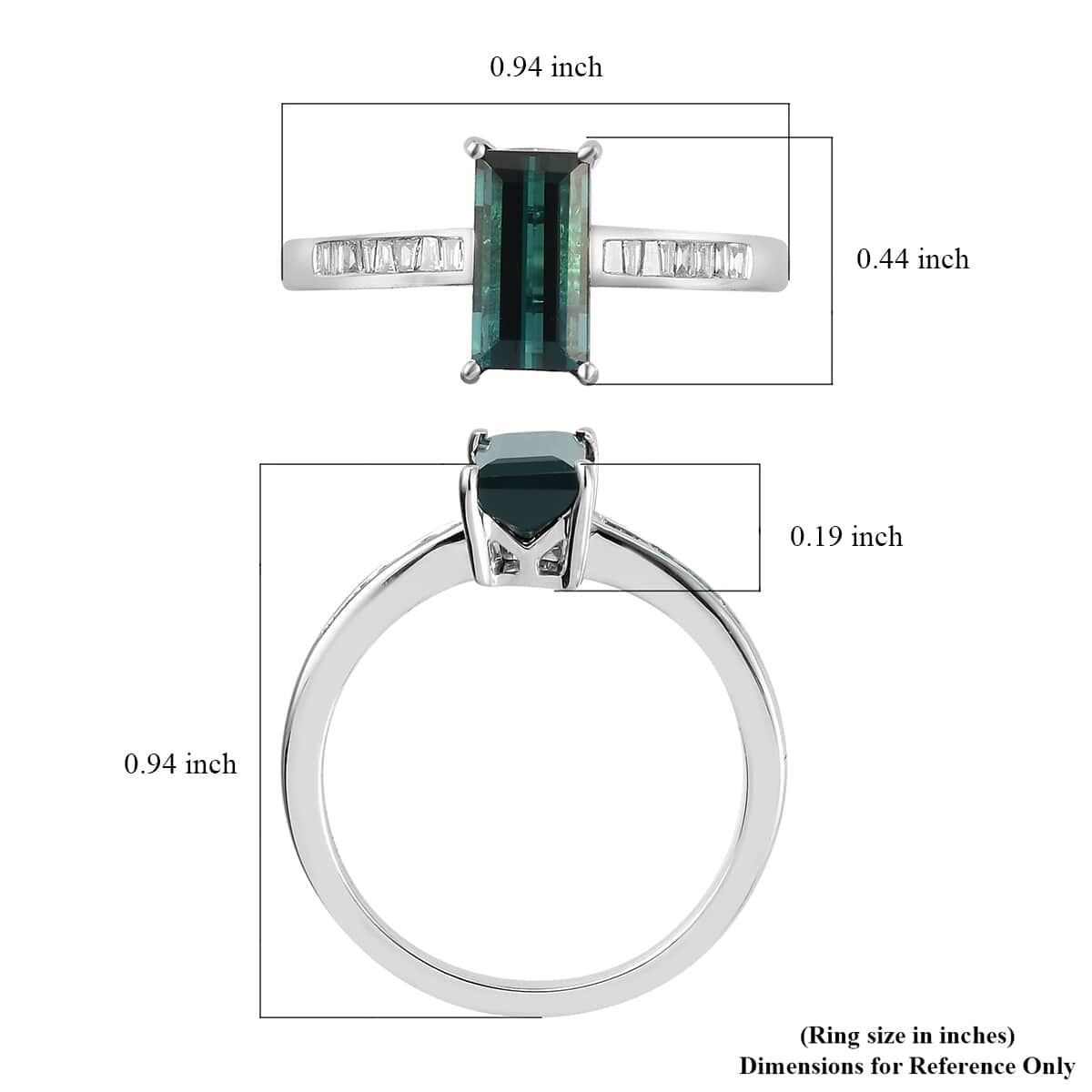 Iliana 18K White Gold AAA Monte Belo Indicolite and G-H SI Diamond Ring (Size 9.0) 4 Grams 1.75 ctw image number 5