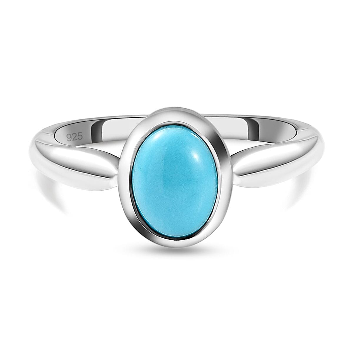 Sleeping Beauty Turquoise 1.12 ctw Ring in Platinum Over Sterling Silver (Size 10)