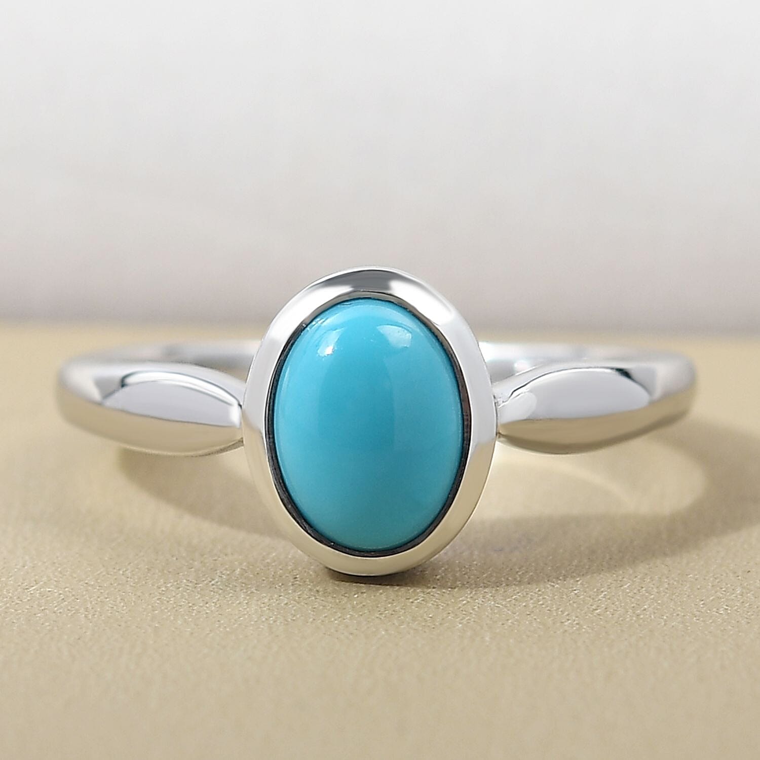 Sleeping Beauty Turquoise 1.12 ctw Ring in Platinum Over Sterling Silver (Size 10)