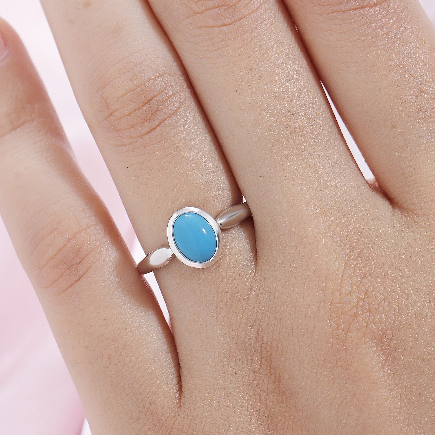 Sleeping Beauty Turquoise 1.12 ctw Ring in Platinum Over Sterling Silver (Size 10)