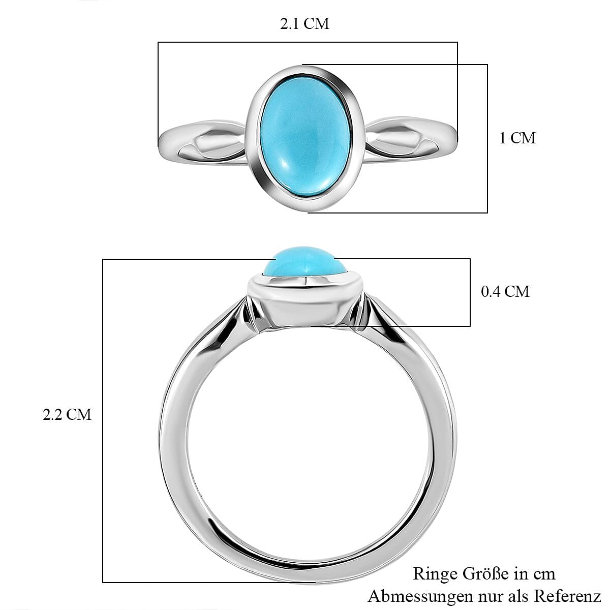Sleeping Beauty Turquoise 1.12 ctw Ring in Platinum Over Sterling Silver (Size 10)
