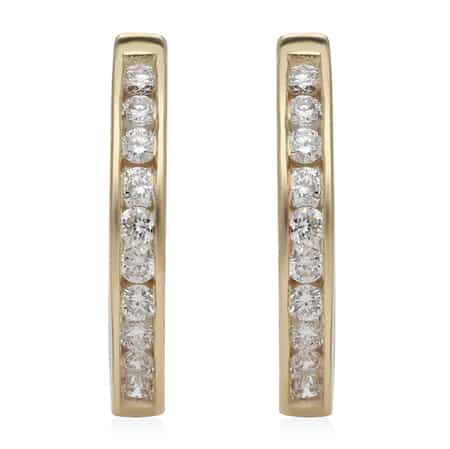 10K Yellow Gold G-H SI Luxuriant Lab Grown Diamond Hoop Earrings 1.00 ctw image number 0