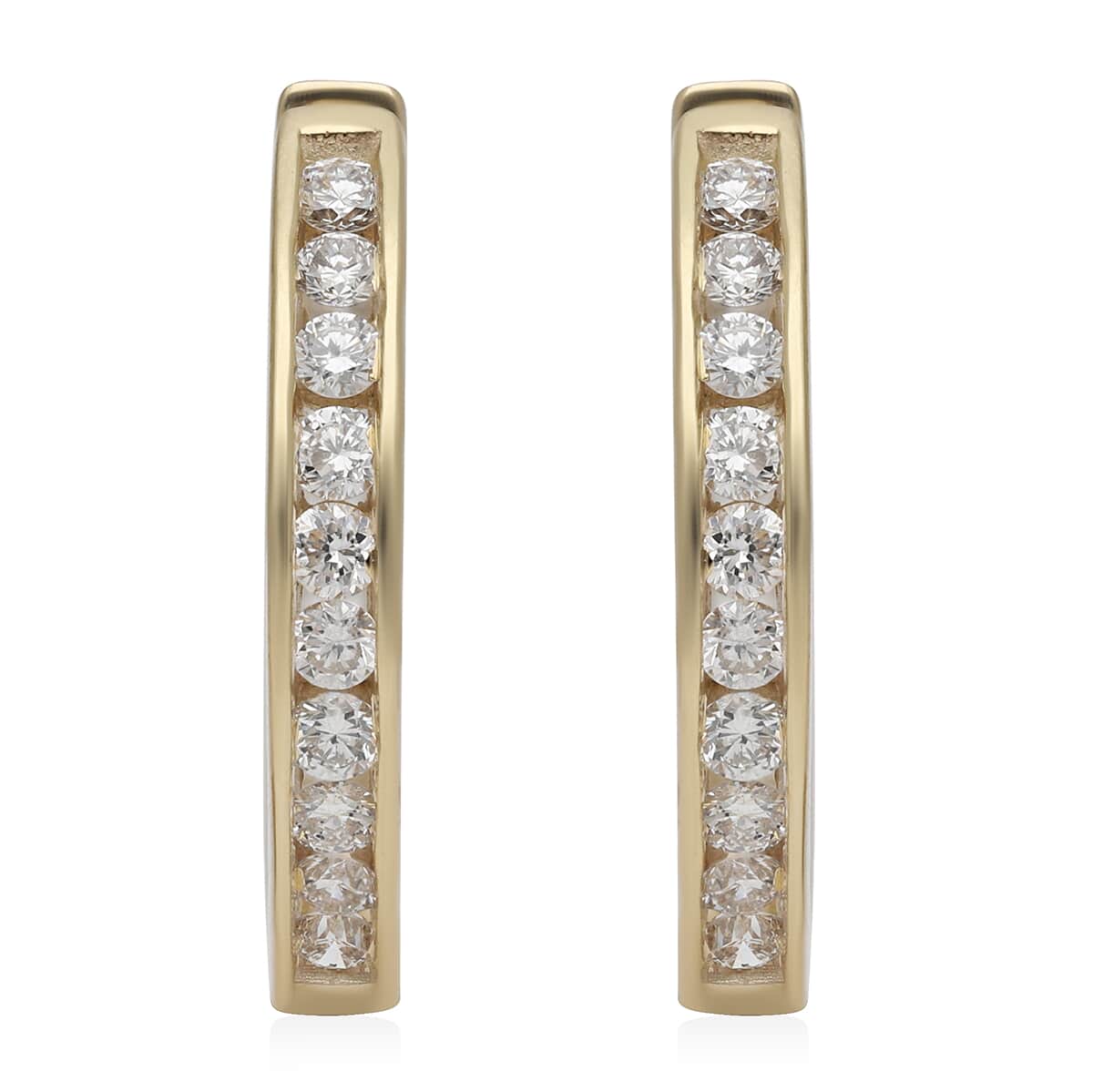 10K Yellow Gold G-H SI Luxuriant Lab Grown Diamond Hoop Earrings 1.00 ctw image number 0