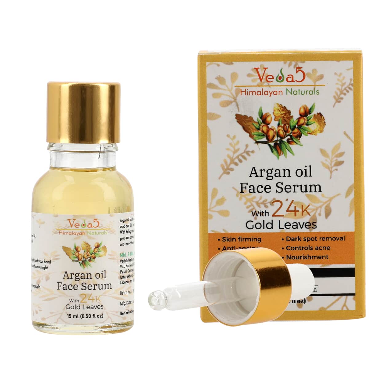 Veda5 Himalayan Naturals Argan Oil Face Serum with 24K Gold Leaves 15ml image number 6
