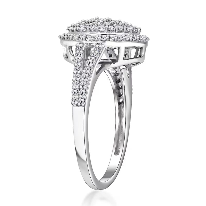10K White Gold G-H SI Luxuriant Lab Grown Diamond Cocktail Ring (Size 6.0) 1.00 ctw