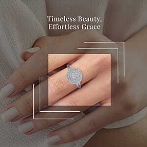 10K White Gold G-H SI Luxuriant Lab Grown Diamond Cocktail Ring (Size 7.0) 1.00 ctw